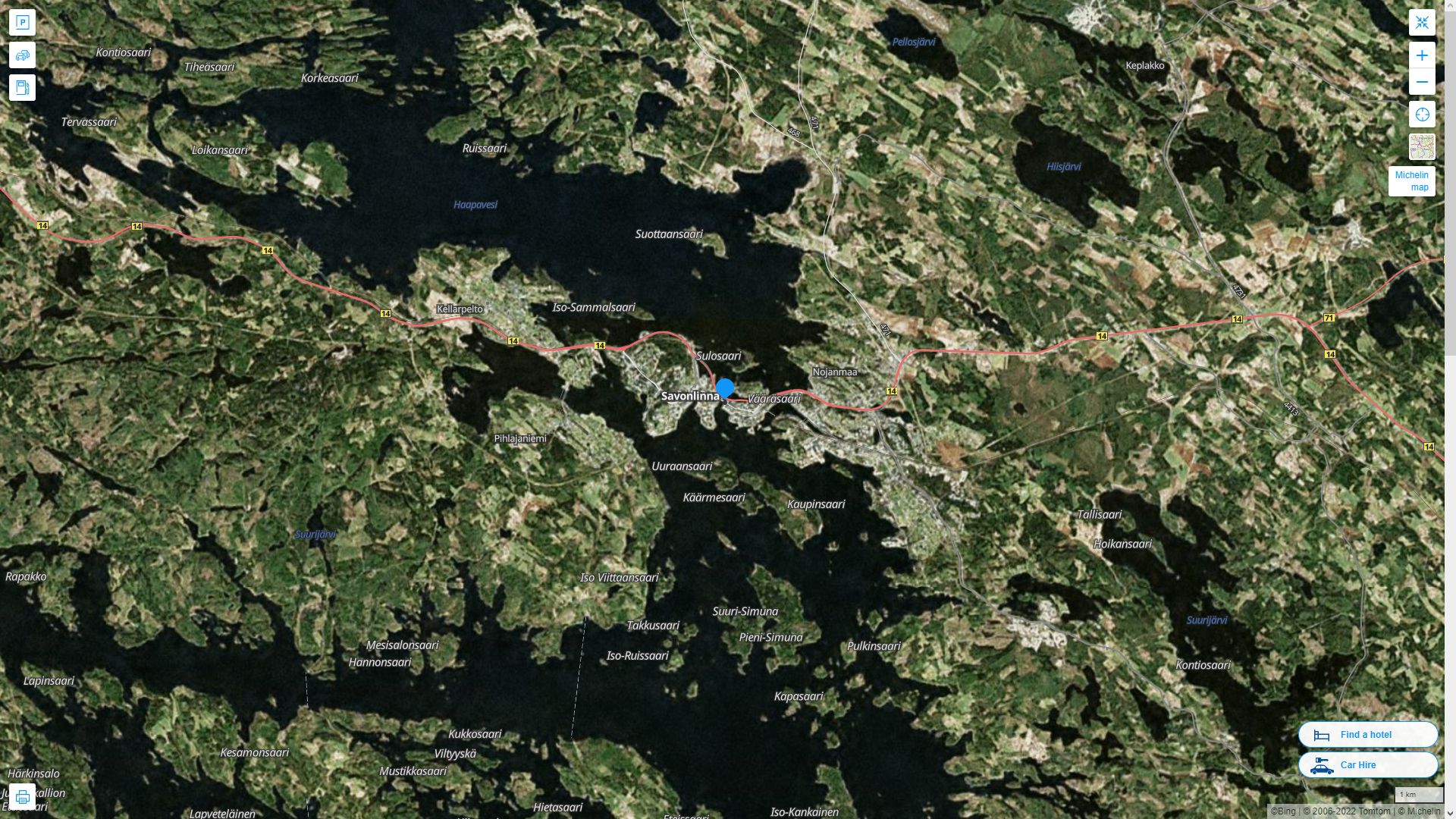 Savonlinna Highway and Road Map with Satellite View